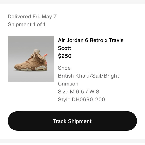 Air Jordan 6 Retro x Travis Scott 'British Khaki' DH0690-200 - Picture 7 of 10